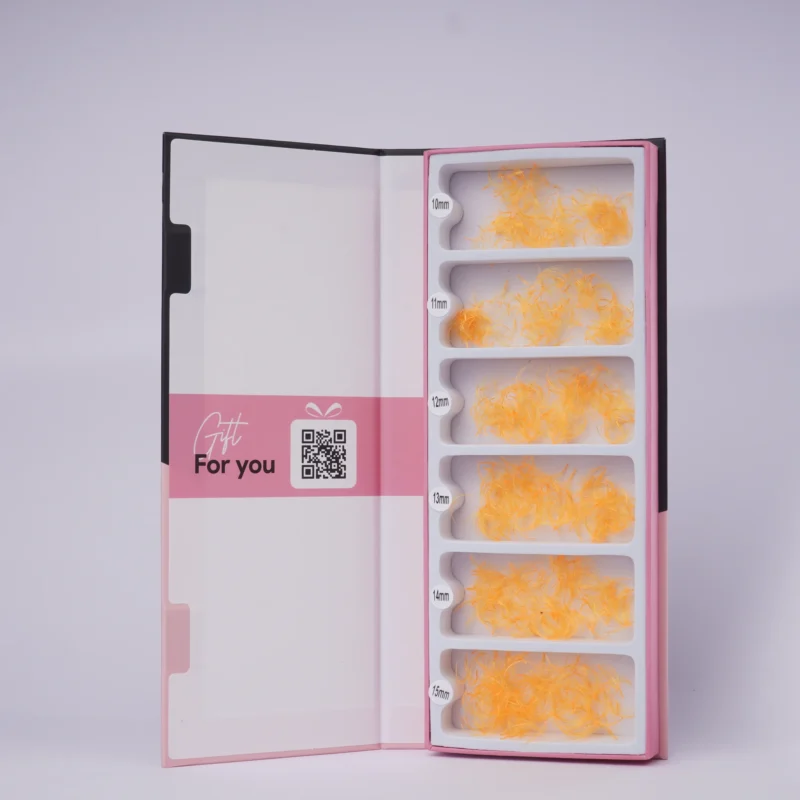 lavislash-orange- 7D-wispy-promade fans- mink lashes