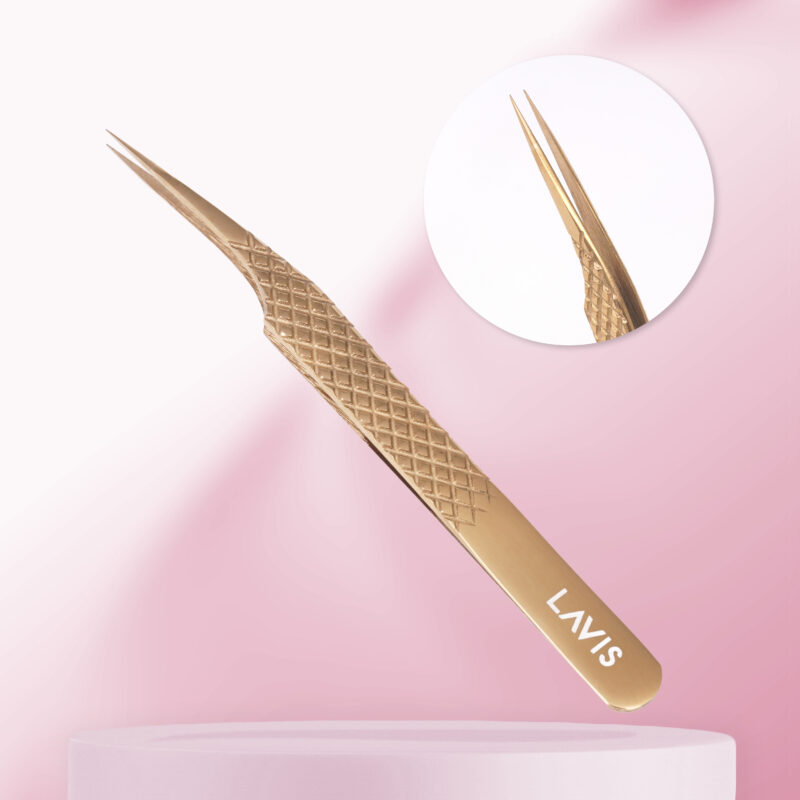 lavislash- straight tweezers-gold- eyelash extensions