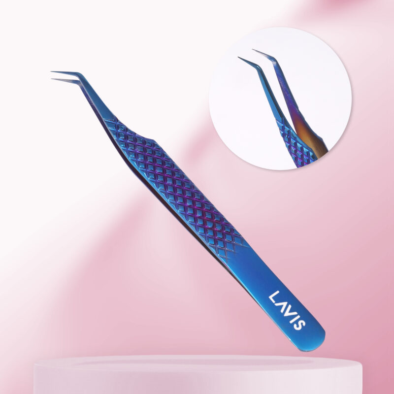 lavislash- classic tweezers-blue- eyelash extensions