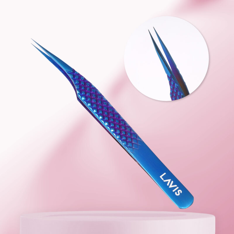 lavislash- straight tweezers-blue- eyelash extensions